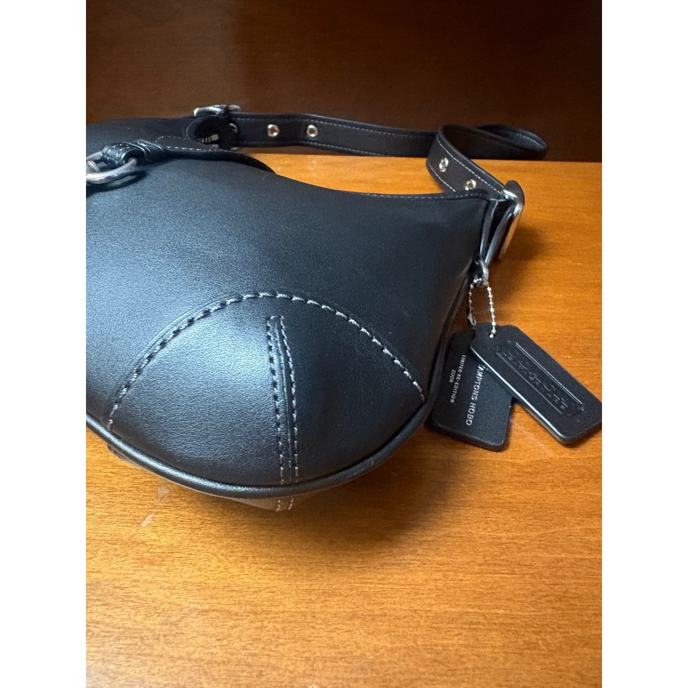 Coach Hampton Hobo Black Leather Shoulder Bag Silver Hardware NWT - Picture 7 of 10